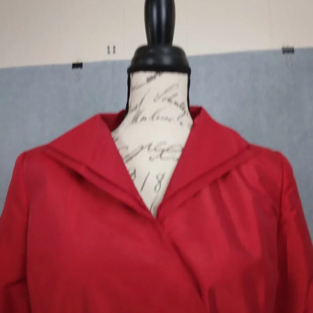 Nubiano | "Church Dress" Red Wrap Dress Belted | Size 12 - Picture 5 of 14